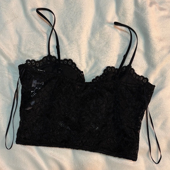 Zara Black Lace Crop Top Small NWOT - Picture 4 of 4